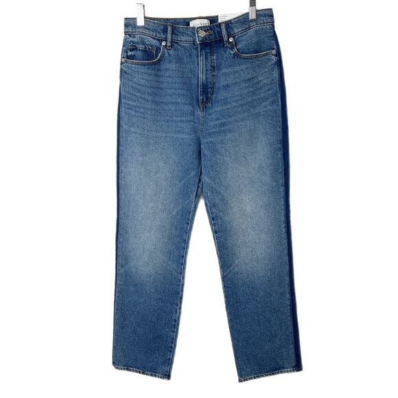 Loft Women's The Straight Jeans 26/2 High Rise 2 Tone Med Wash Denim Relaxed Mom - Picture 2 of 12